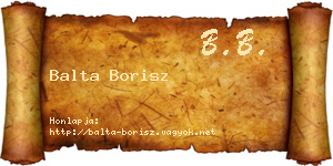 Balta Borisz névjegykártya